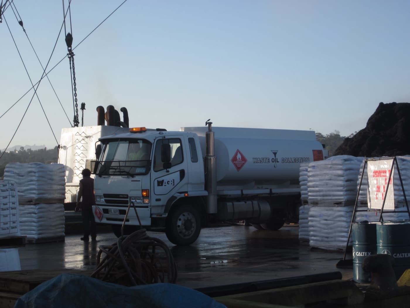 AGB Solutions tanker at the wharf at dawn